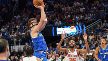 Franz Wagner spielt mit den Orlando Magic in Berlin.