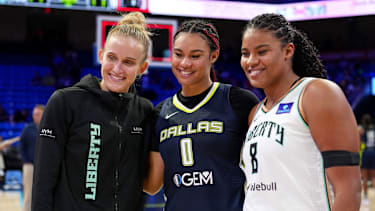Drei der fünf deutschen Spielerinnen in der WNBA: Leonie Fiebich, Satou Sabally (inzwischen bei den Liberty) und Nyara Sabally (Toronto).