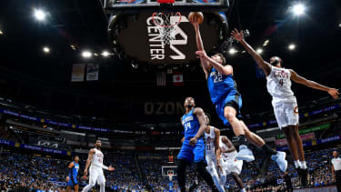 Franz Wagner von den Orlando Magic zieht gegen die Cleveland Cavaliers zum Korb