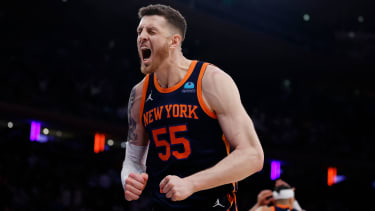 Isaiah Hartenstein von den New York Knicks in Spiel zwei gegen die Philadelphia 76ers im Madison Square Garden