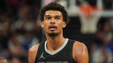 Orlando, Florida, USA, February 8, 2025, San Antonio Spurs center Victor Wembanyama #1 during the second half at the Kia Center. (Photo by Marty Jean-Louis/Sipa USA)