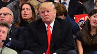 NEW YORK, NY - MARCH 26: Donald Trump attends the Milwaukee Bucks vs New York Knicks game at Madison Square Garden on March 26, 2012 in New York City. (Photo by James Devaney/FilmMagic)