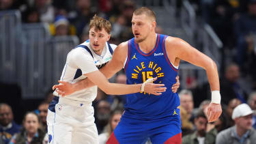Cooper Flagg in a duel with Nikola Jokic.