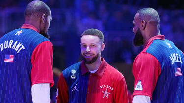 Werden wohl auch in diesem Jahr wieder dabei sein: Kevin Durant, Stephen Curry und LeBron James (v.l.n.r.).