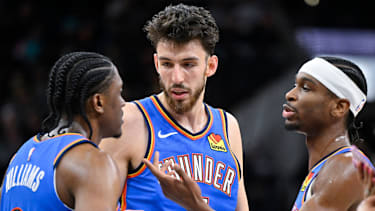 Das Star-Trio von Oklahoma City: Jalen Williams, Chet Holmgren und Shai Gilgeous-Alexander (v.l.n.r.).