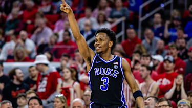 March 04, 2024: Duke Blue Devils guard Jeremy Roach (3) celebrates a three point basket against the North Carolina State Wolfpack during the second half of the ACC Basketball matchup at PNC Arena in Raleigh, NC. ( CSM) Raleigh United States - ZUMAc04_ 20240304_zma_c04_055 Copyright: xScottxKinserx