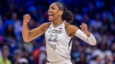 Feiert ihre historische Leistung mit den Las Vegas Aces: A’ja Wilson.