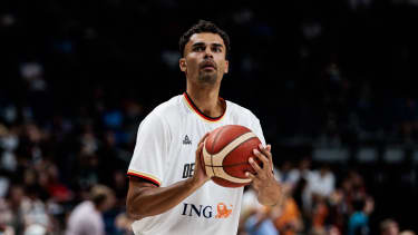 Testspiel: Deutschland - Japan; 19.07.2024 Oscar da Silva (Deutschland, 1) im Wurf im Warm Up Testspiel DBB Herren: Deutschland - Japan; Uber Arena, Berlin am 19.07.2024 *** Test match Germany Japan 19 07 2024 Oscar da Silva Germany, 1 in the throw in the warm up Test match DBB Men Germany Japan Uber Arena, Berlin on 19 07 2024 Copyright: xBEAUTIFULxSPORTS Wunderlx