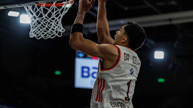 easycredit BBL, MLP Academics Heidelberg - FC Bayern München Basketball, 08.02.2026 Oscar da Silva (FC Bayern München Basketball, 1) mit einem Korbleger Spiel der easycredit BBL MLP Academics Heidelberg - FC Bayern München Basketball; am 19. Spieltag der Saison 25 26 im SNP Dome in Heidelberg am 08.02.2026 *** easycredit BBL, MLP Academics Heidelberg FC Bayern München Basketball, 08 02 2026 Oscar da Silva FC Bayern München Basketball, 1 with a lay-up Game of the easycredit BBL MLP Academics Heidelberg FC Bayern München Basketball on Matchday 19 of the 25 26 season at the SNP Dome in Heidelberg on 08 02 2026 Copyright: xBEAUTIFULxSPORTS Hahnex
