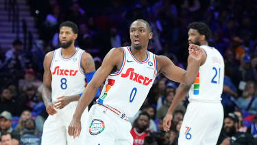 Big Three in Philly: Paul George, Tyrese Maxey und Joel Embiid.