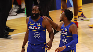 Der neue Backcourt der Cavs: James Harden und Donovan Mitchell.