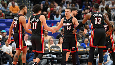 Tyler Herro (r.) und Jaime Jaquez Jr. (l.)