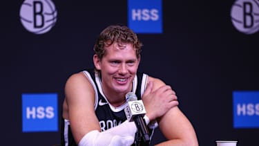 Moritz Wagner beim Media Day der Brooklyn Nets.