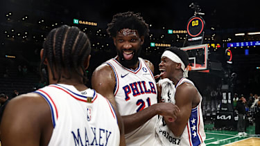 Die Big-Three der Sixers vor dem Brown-Trade: Tyrese Maxey, Joel Embiid, VJ Edgecombe.