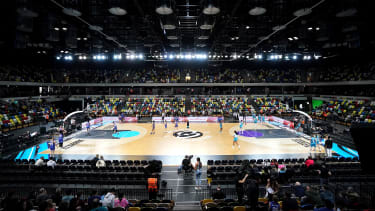 All Stars North v All Stars South - Women's British Basketball League - Copperbox Arena. A general view of play during the Women's British Basketball League All-Stars match at the Copperbox Arena, London. Picture date: Sunday March 17, 2024. See PA story BASKETBALL All Stars Women. Photo credit should read: Zac Goodwin/PA Wire. RESTRICTIONS: Use subject to restrictions. Editorial use only, no commercial use without prior consent from rights holder. URN:75643981