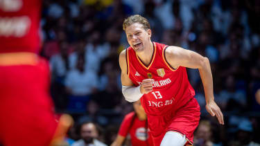 Basketball London 22.07.2024 Testspiel Freundschaftsspiel Männer, Herren USA Basketball Showcase Vereinigte Staaten von Amerika (USA) - Deutschland (GER) Moritz Wagner (Deutschland, No.13) Jubel *** Basketball London 22 07 2024 Test Match Friendly Match Men, Men USA Basketball Showcase United States of America USA Germany GER Moritz Wagner Germany, No 13 Cheers