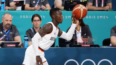 ©PHOTOPQR/VOIX DU NORD/Ludovic Maillard ; 27/07/2024 ; Villeneuve d ascq le 27/07/2024 basket 1 jour SCHRODER dennis allemagne (blanc) contre le japon (rouge) stade pierre mauroy. LA VOIX DU NORD / PHOTO LUDOVIC MAILLARD 
-
The Paris 2024 Summer Olympic Games  (Jul 26-Aug 11, 2024). 
 BASKET GERMANY VS JAPON

  *** Local Caption ***