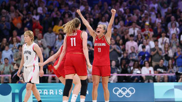 LILLE, FRANCE - AUGUST 01: Leonie Fiebich #13 of Team Germany celebrates victory during the  Women's Group Phase - Group C match between Team Japan and Team Germany on day six of the Olympic Games Paris 2024 at Stade Pierre Mauroy on August 01, 2024 in Lille, France. (Photo by Gregory Shamus/Getty Images)