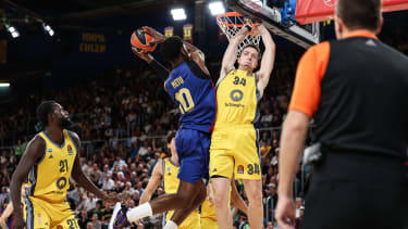 October 11, 2024, Barcelona, Barcelona, Spain: Chimezie Metu of FC Barcelona, Barca and Justin Bean of Alba Berlin in action during the Turkish Airlines Euroleague, match played between FC Barcelona and Alba Berlin at Palau Blaugrana on October 11, 2024 in Barcelona, Spain. Barcelona Spain - ZUMAa181 20241011_zaa_a181_048 Copyright: xJavierxBorregox