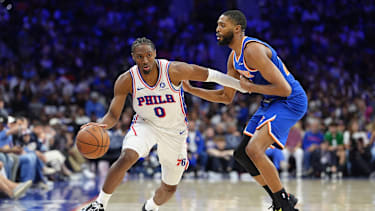 Bridges (re.) hielt Sixers-Star Maxey in der zweiten Runde bei nur 14 Punkten.