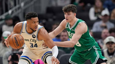 Giannis Antetokounmpo im Duell mit Rookie Hugo Gonzalez.