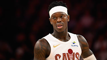 SALT LAKE CITY, UTAH - MARCH 30: Dennis Schroder #8 of the Cleveland Cavaliers looks on during the second half of a game against the Utah Jazz at Delta Center on March 30, 2026 in Salt Lake City, Utah. NOTE TO USER: User expressly acknowledges and agrees that, by downloading and or using this photograph, User is consenting to the terms and conditions of the Getty Images License Agreement. (Photo by Alex Goodlett/Getty Images)